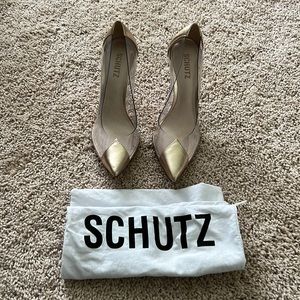 Schutz Cendi Transparent platinum pointy toe pumps size 7